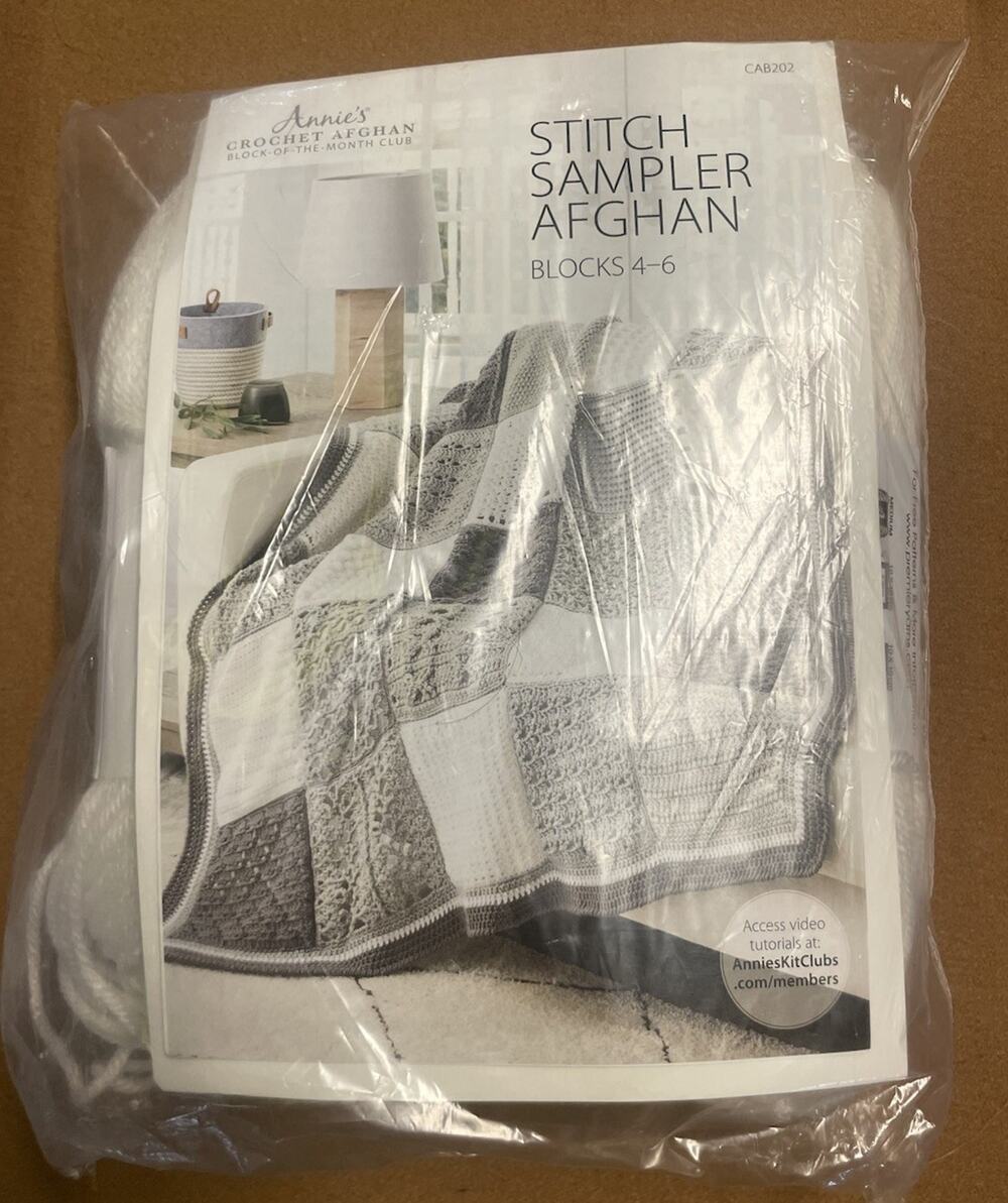 Annie’s Crochet Afghan Stitch Sampler White Blocks 4-6 CAB204
